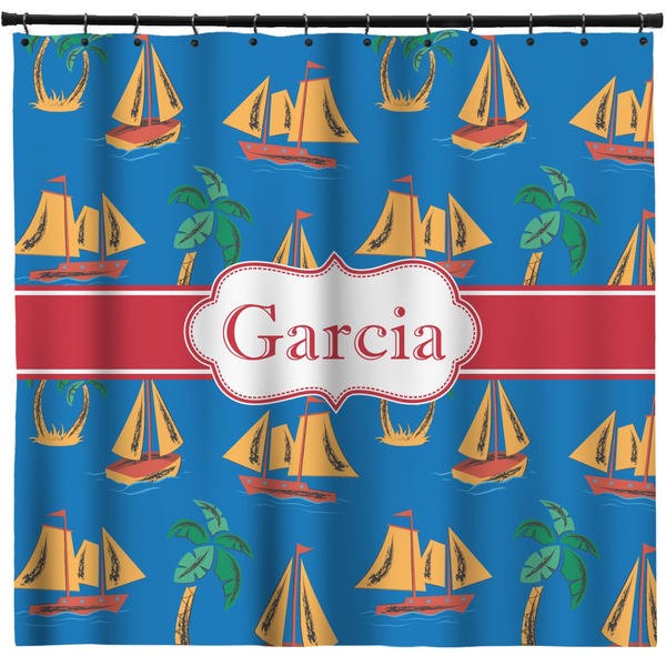 Custom Boats & Palm Trees Shower Curtain - Custom Size (Personalized)