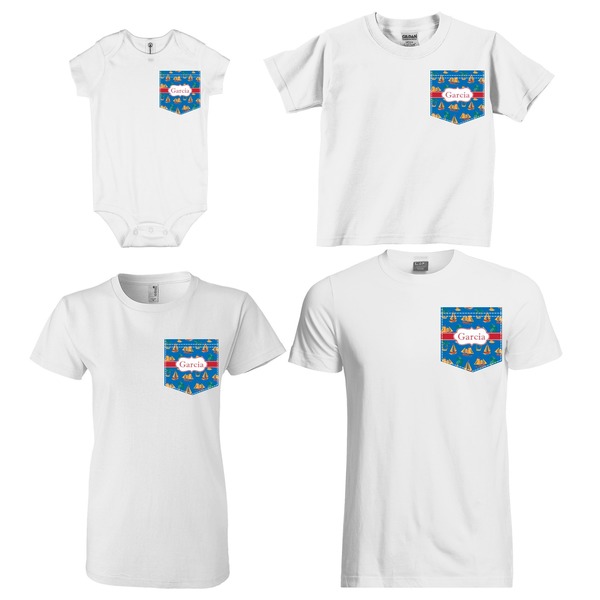 Boats & Palm Trees Sized Pockets on Various Products