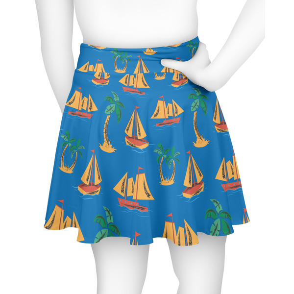 Boats & Palm Trees Skater Skirt - Back