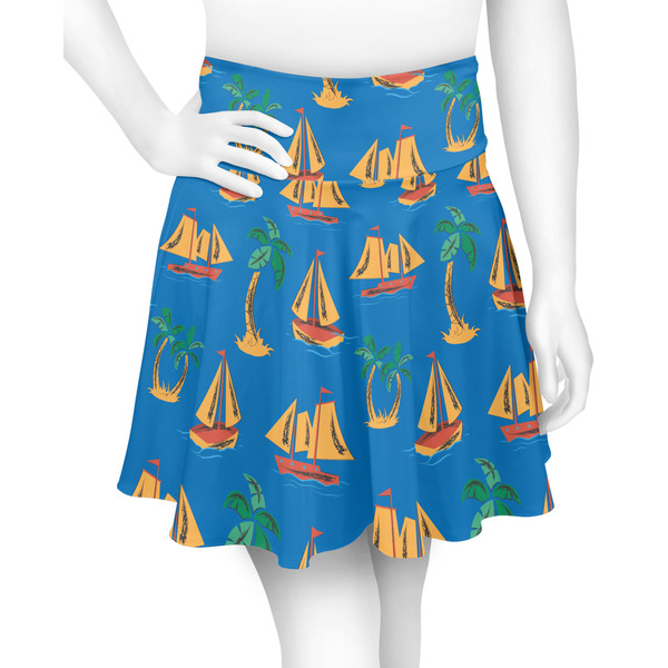 Custom Boats & Palm Trees Skater Skirt - Medium