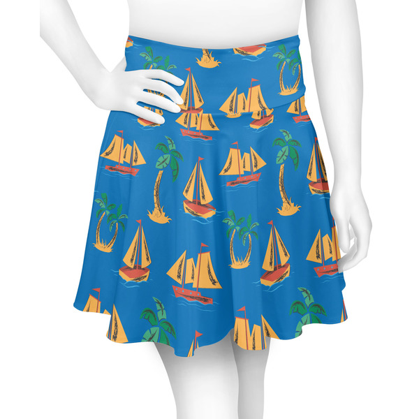 Custom Boats & Palm Trees Skater Skirt - X Small