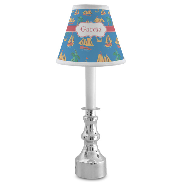 Boats & Palm Trees Small Chandelier Lamp - LIFESTYLE (on candle stick)