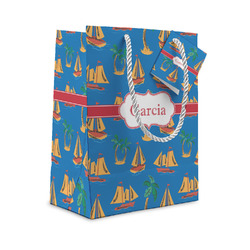 Boats & Palm Trees Small Gift Bag (Personalized)