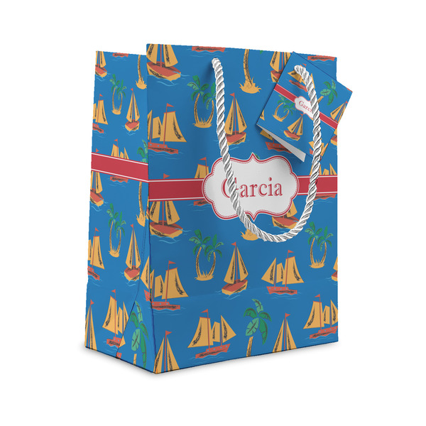 Custom Boats & Palm Trees Small Gift Bag (Personalized)