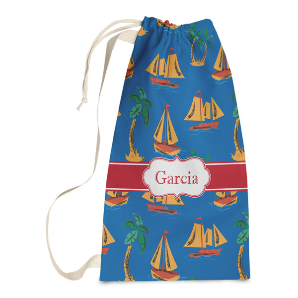 Custom Boats & Palm Trees Laundry Bags - Small (Personalized)