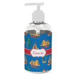 Boats & Palm Trees Plastic Soap / Lotion Dispenser (8 oz - Small - White) (Personalized)