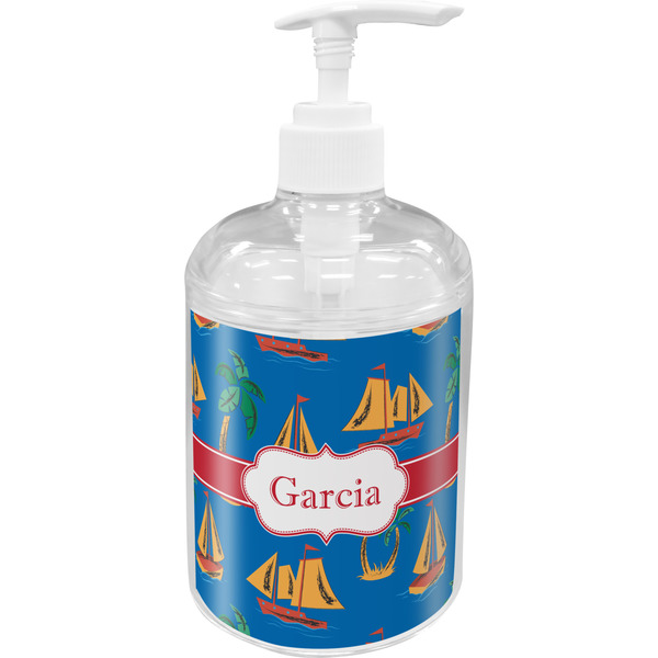 Custom Boats & Palm Trees Acrylic Soap & Lotion Bottle (Personalized)