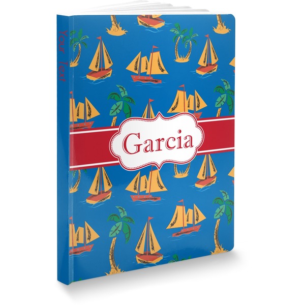 Custom Boats & Palm Trees Softbound Notebook - 5.75" x 8" (Personalized)