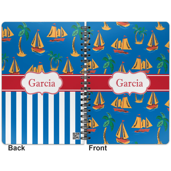 Boats & Palm Trees Spiral Journal 7 x 10 - Apvl