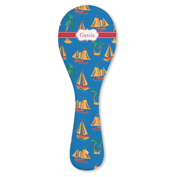 Custom Boats & Palm Trees Ceramic Spoon Rest (Personalized)