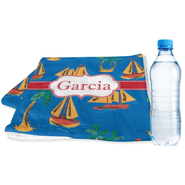 Custom Boats & Palm Trees Sports & Fitness Towel (Personalized)