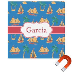 Boats & Palm Trees Square Car Magnet - 6" (Personalized)