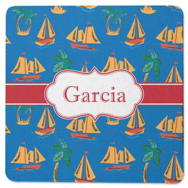 Boats & Palm Trees Square Coaster Rubber Back - Single
