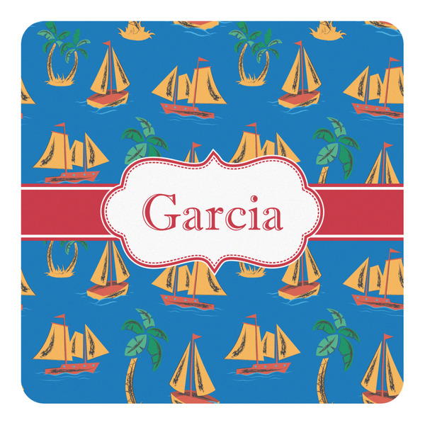 Custom Boats & Palm Trees Square Decal - Small (Personalized)