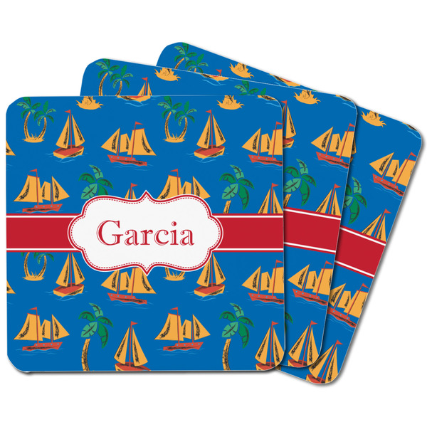 Boats & Palm Trees Square Fridge Magnet - MAIN