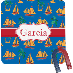 Boats & Palm Trees Square Fridge Magnet (Personalized)