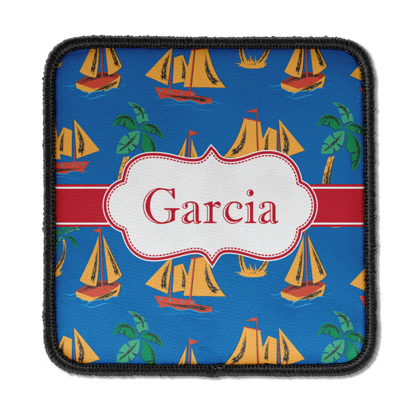 Custom Boats & Palm Trees Iron On Square Patch w/ Name or Text