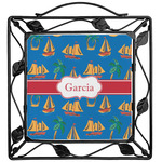 Boats & Palm Trees Square Trivet (Personalized)