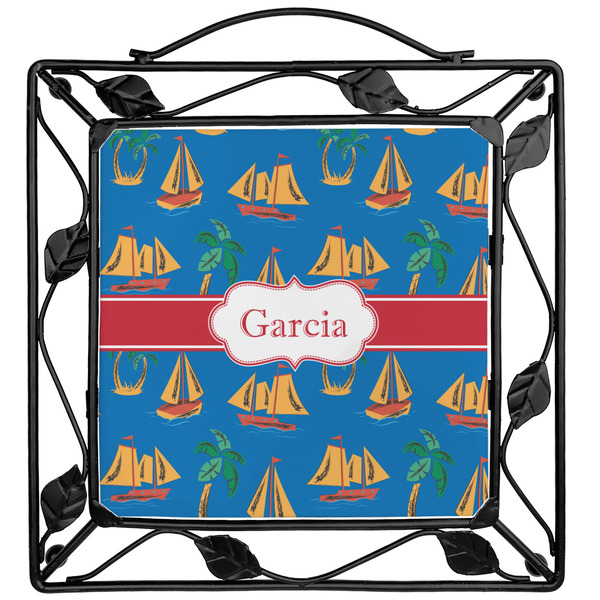 Custom Boats & Palm Trees Square Trivet (Personalized)