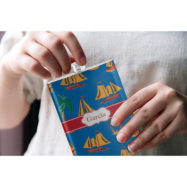 Boats & Palm Trees Stainless Steel Flask - LIFESTYLE 1