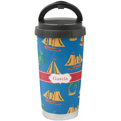 Boats & Palm Trees Stainless Steel Coffee Tumbler (Personalized)
