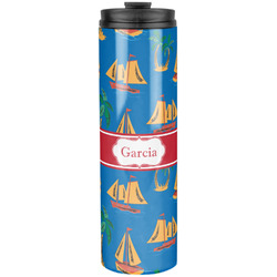 Boats & Palm Trees Stainless Steel Skinny Tumbler - 20 oz (Personalized)