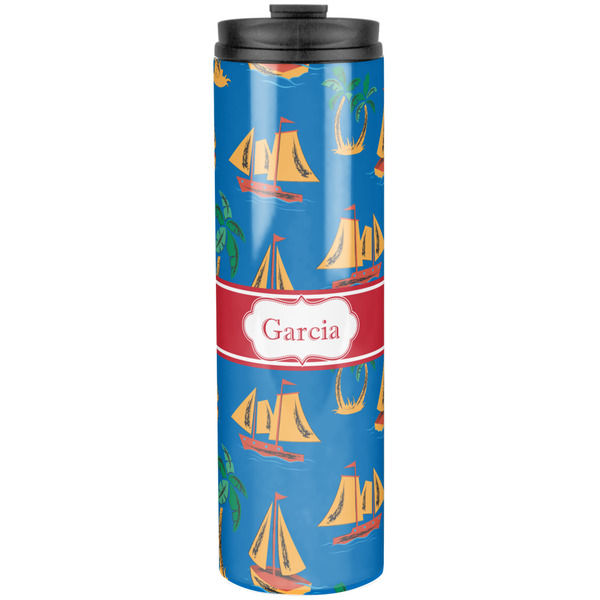 Custom Boats & Palm Trees Stainless Steel Skinny Tumbler - 20 oz (Personalized)