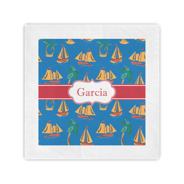 Custom Boats & Palm Trees Cocktail Napkins (Personalized)