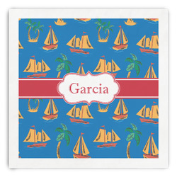 Boats & Palm Trees Paper Dinner Napkins (Personalized)