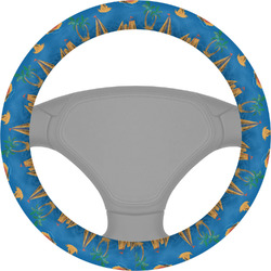Boats & Palm Trees Steering Wheel Cover (Personalized)