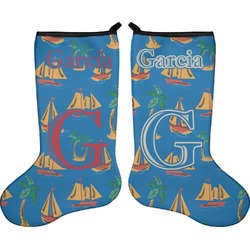 Boats & Palm Trees Holiday Stocking - Double-Sided - Neoprene (Personalized)