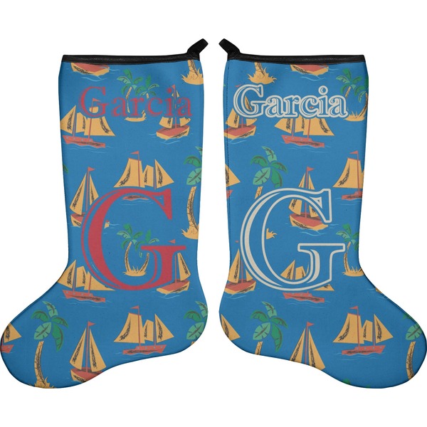 Boats & Palm Trees Stocking - Double-Sided - Approval