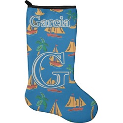 Boats & Palm Trees Holiday Stocking - Neoprene (Personalized)