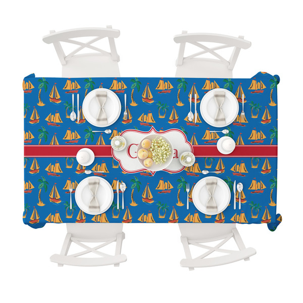 Boats & Palm Trees Tablecloths (58"x102") - TOP VIEW