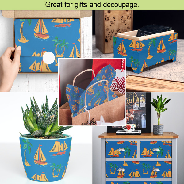 Boats & Palm Trees Tissue Paper - In Use Collage