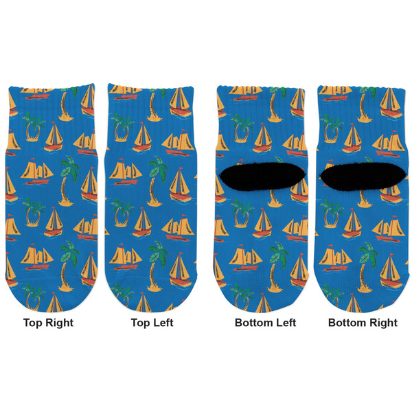 Boats & Palm Trees Toddler Ankle Socks - Double Pair - Front and Back - Apvl