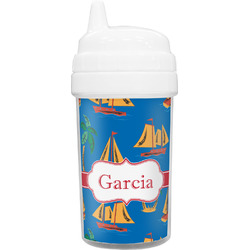 Boats & Palm Trees Toddler Sippy Cup (Personalized)
