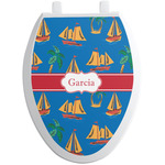 Boats & Palm Trees Toilet Seat Decal - Elongated (Personalized)