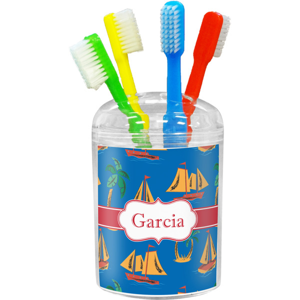 Custom Boats & Palm Trees Toothbrush Holder (Personalized)