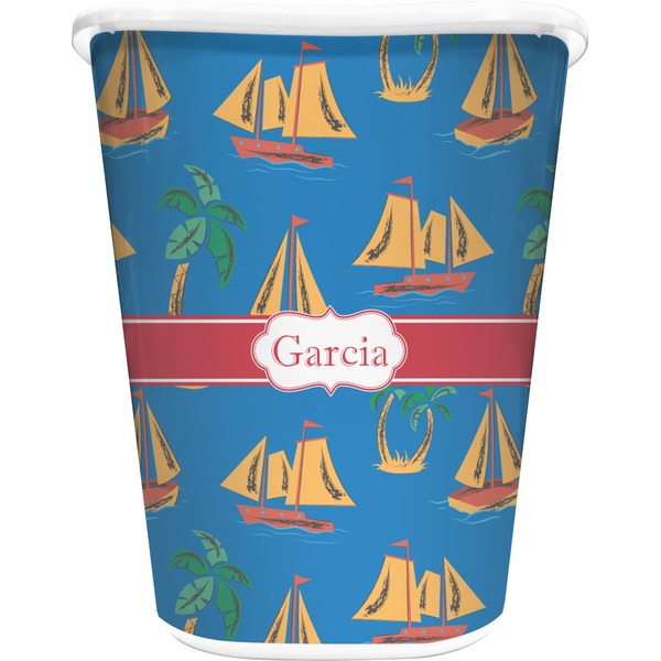 Custom Boats & Palm Trees Waste Basket (Personalized)
