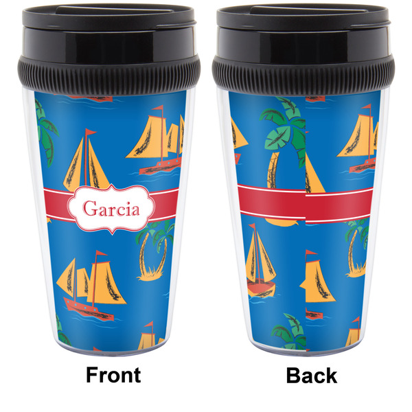 Boats & Palm Trees Travel Mug Approval (Personalized)