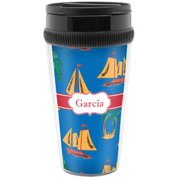 Boats & Palm Trees Acrylic Travel Mug without Handle (Personalized)