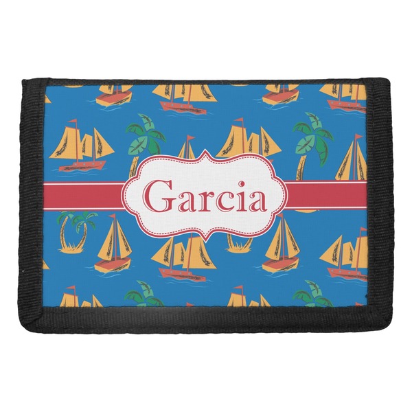 Custom Boats & Palm Trees Trifold Wallet (Personalized)