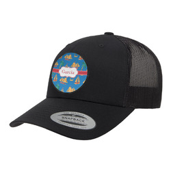 Boats & Palm Trees Trucker Hat - Black (Personalized)