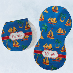 Boats & Palm Trees Burp Pads - Velour - Set of 2 w/ Name or Text