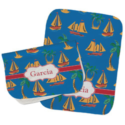 Boats & Palm Trees Burp Cloths - Fleece - Set of 2 w/ Name or Text