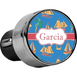 Boats & Palm Trees USB Car Charger (Personalized)