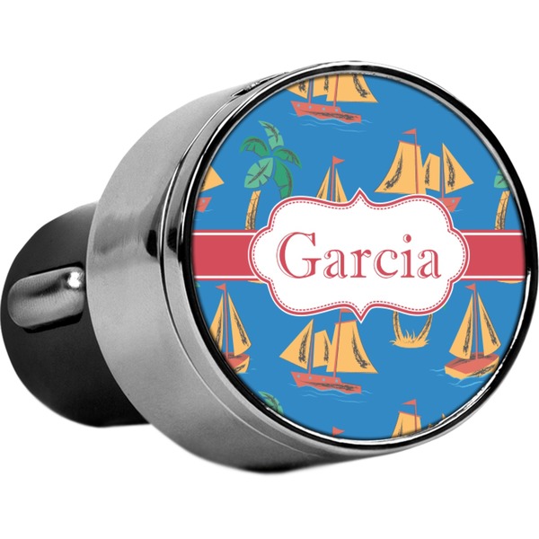 Custom Boats & Palm Trees USB Car Charger (Personalized)