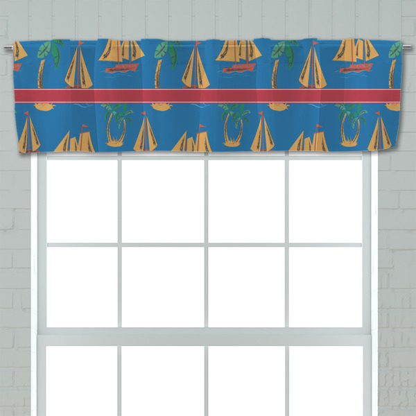 Boats & Palm Trees Valance - Closeup on window