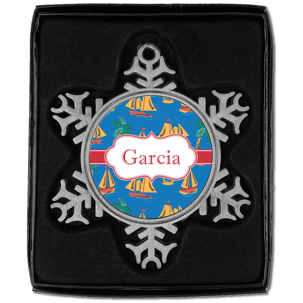 Boats & Palm Trees Vintage Snowflake - In box